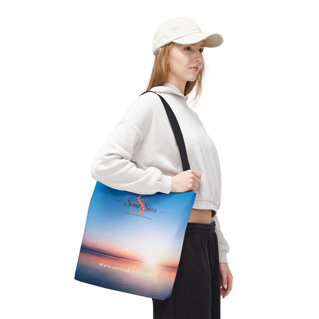 Sunset Beach Tote Bag — Sweet Skies Logo AOP Carryall
