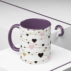 Heart Garland Accent Coffee Mug — Pink & Gold Valentine Ceramic