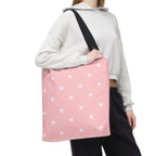 Pink Heart Pattern Tote Bag — Cute Pink AOP Shopper for Everyday Use