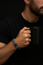 Gray Rope Bracelet – Minimalist Men’s Bracelet with Black Magnetic Clasp-1