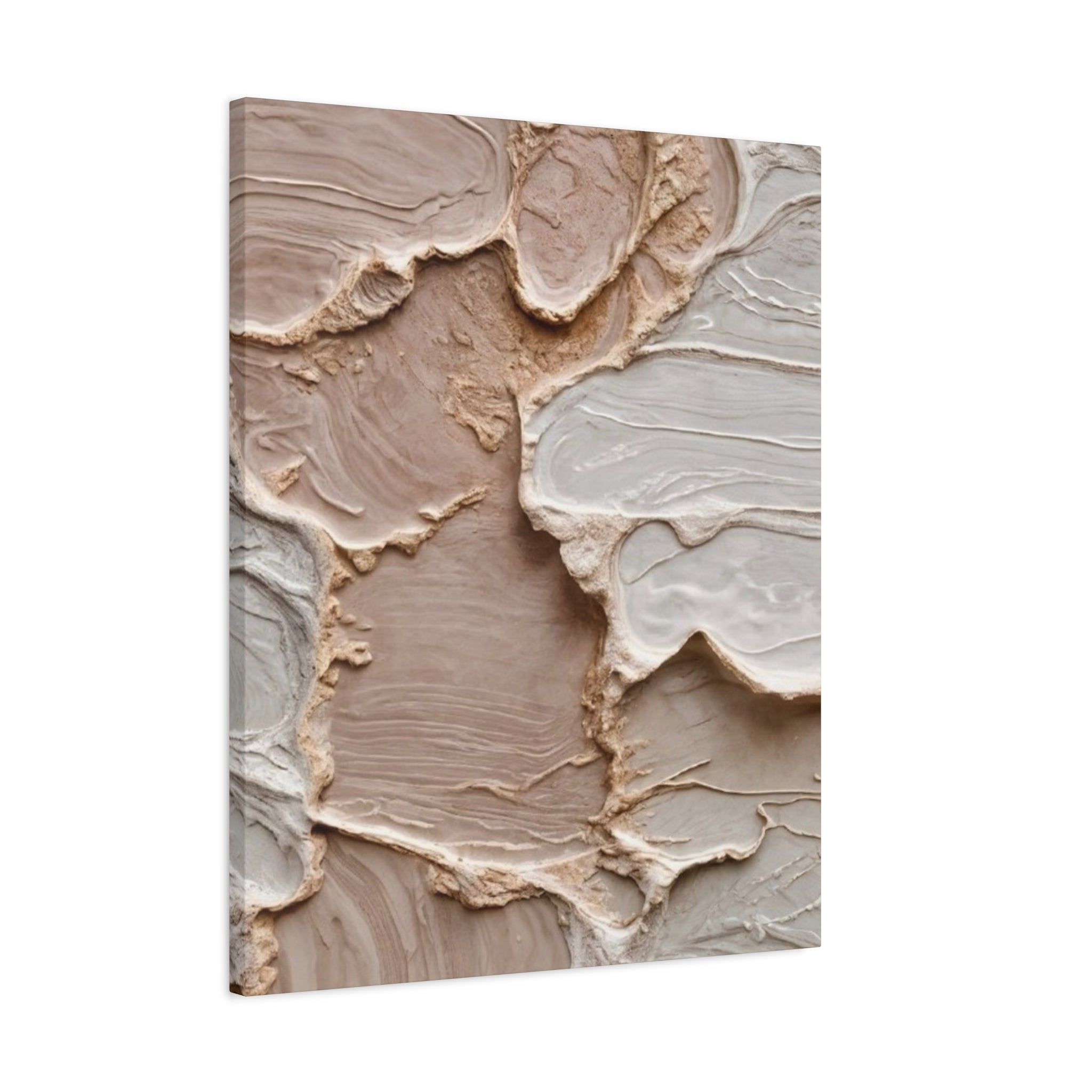 Neutral Textured Abstract Canvas Print — Beige & Cream Wall Art, Matte Stretched 1.25"