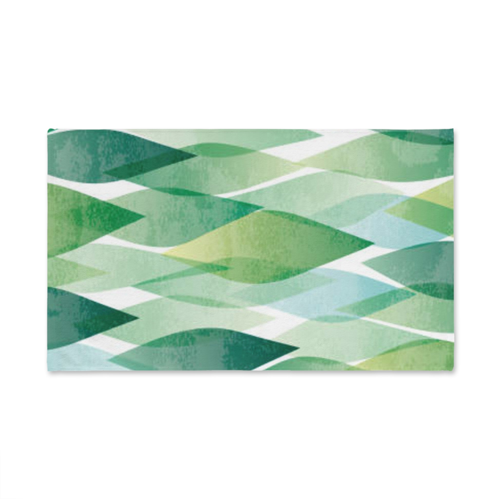Green Geometric Leaf Pattern Hand Towel — Botanical Modern Kitchen & Bathroom Decor