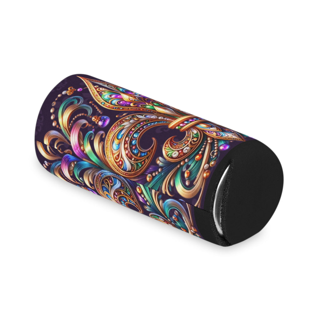 Fleur-de-Lis Can Cooler – Jewel-Tone Mardi Gras Beverage Koozie