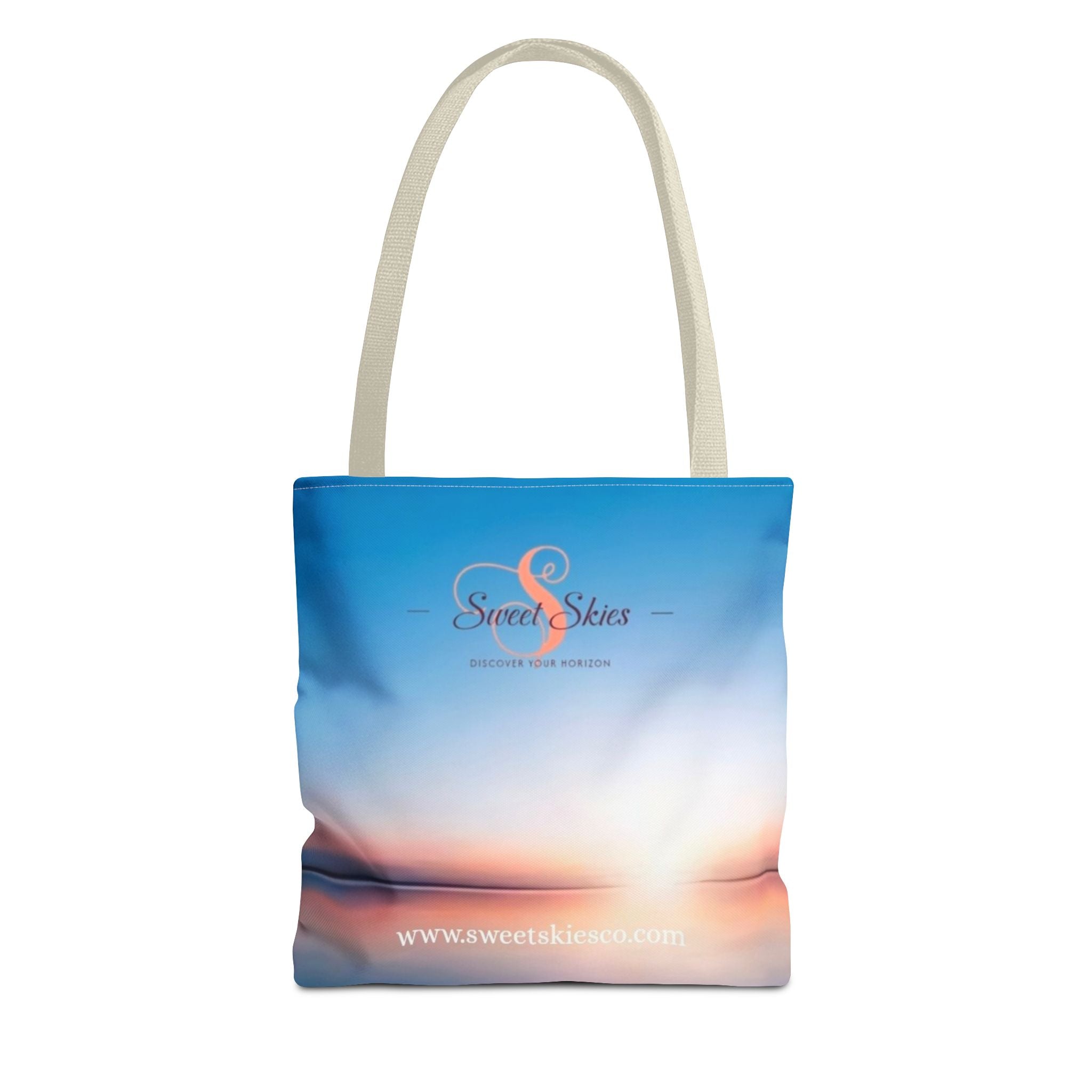 Sunset Beach Tote Bag — Sweet Skies Logo AOP Carryall