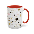 Heart Garland Accent Coffee Mug — Pink & Gold Valentine Ceramic