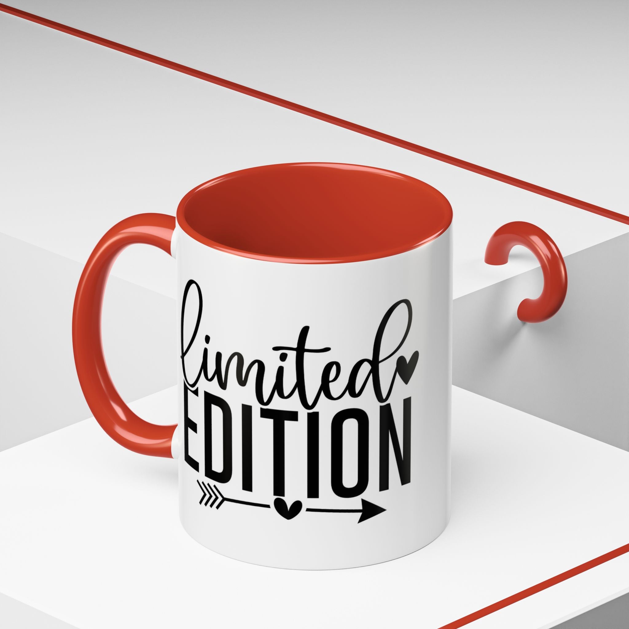 Limited Edition Accent Coffee Mug — Pink Interior, 'Limited Edition' Graphic (11/15oz)