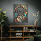 Dreamcatcher Wall Canvas – Boho Feather Art Print