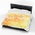 Golden Heart Bokeh Velveteen Plush Blanket — Cozy Soft Throw for Valentine’s & Home