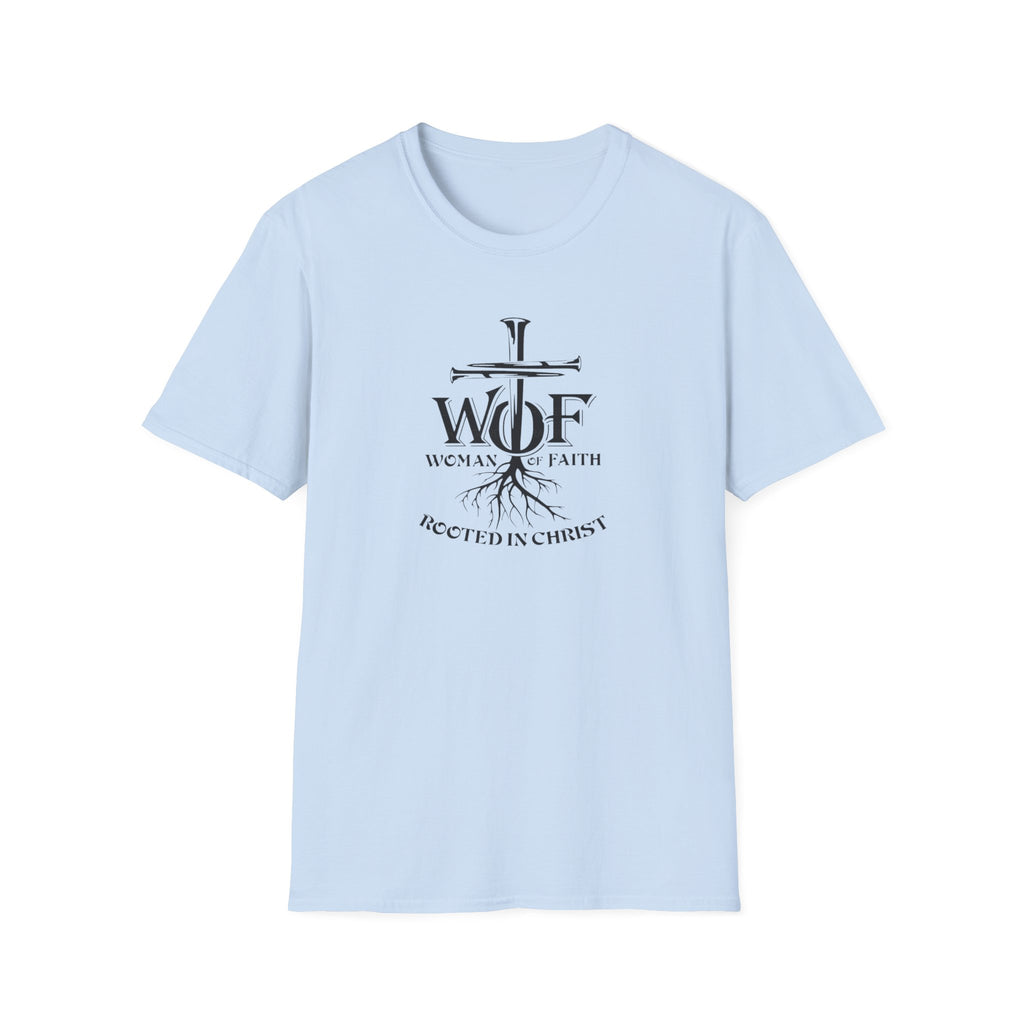 Faith T-Shirt - "WOF Woman of Faith Rooted in Christ" Christian Tee