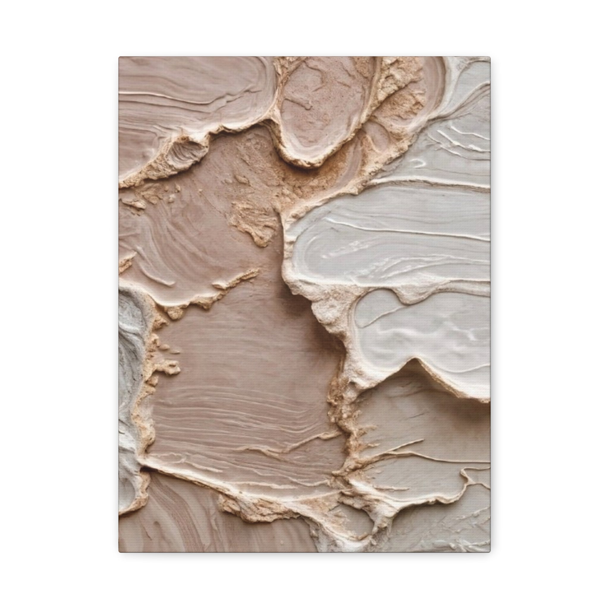 Neutral Textured Abstract Canvas Print — Beige & Cream Wall Art, Matte Stretched 1.25"