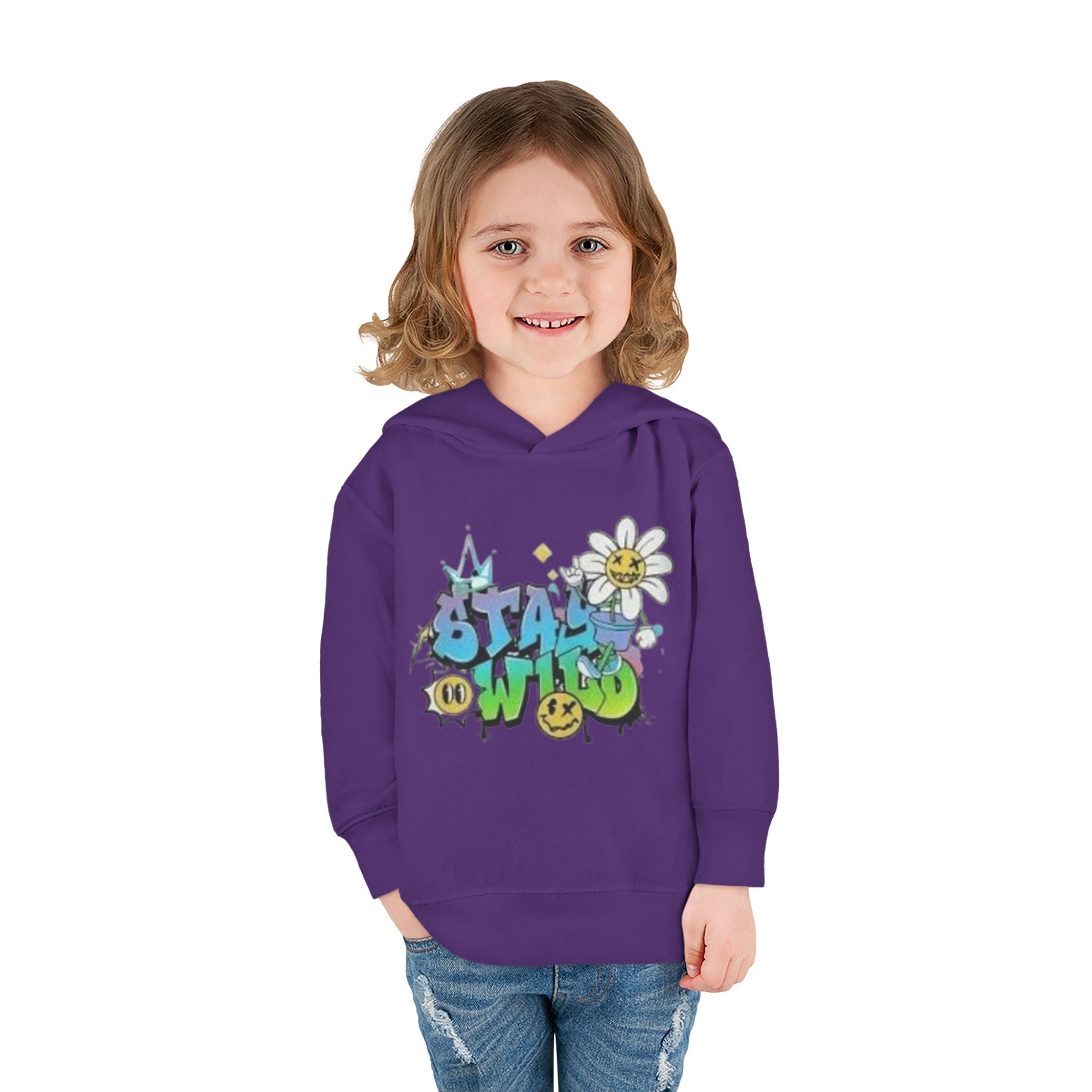 Toddler Hoodie — 'Stay Wild' Graffiti Daisy Pullover