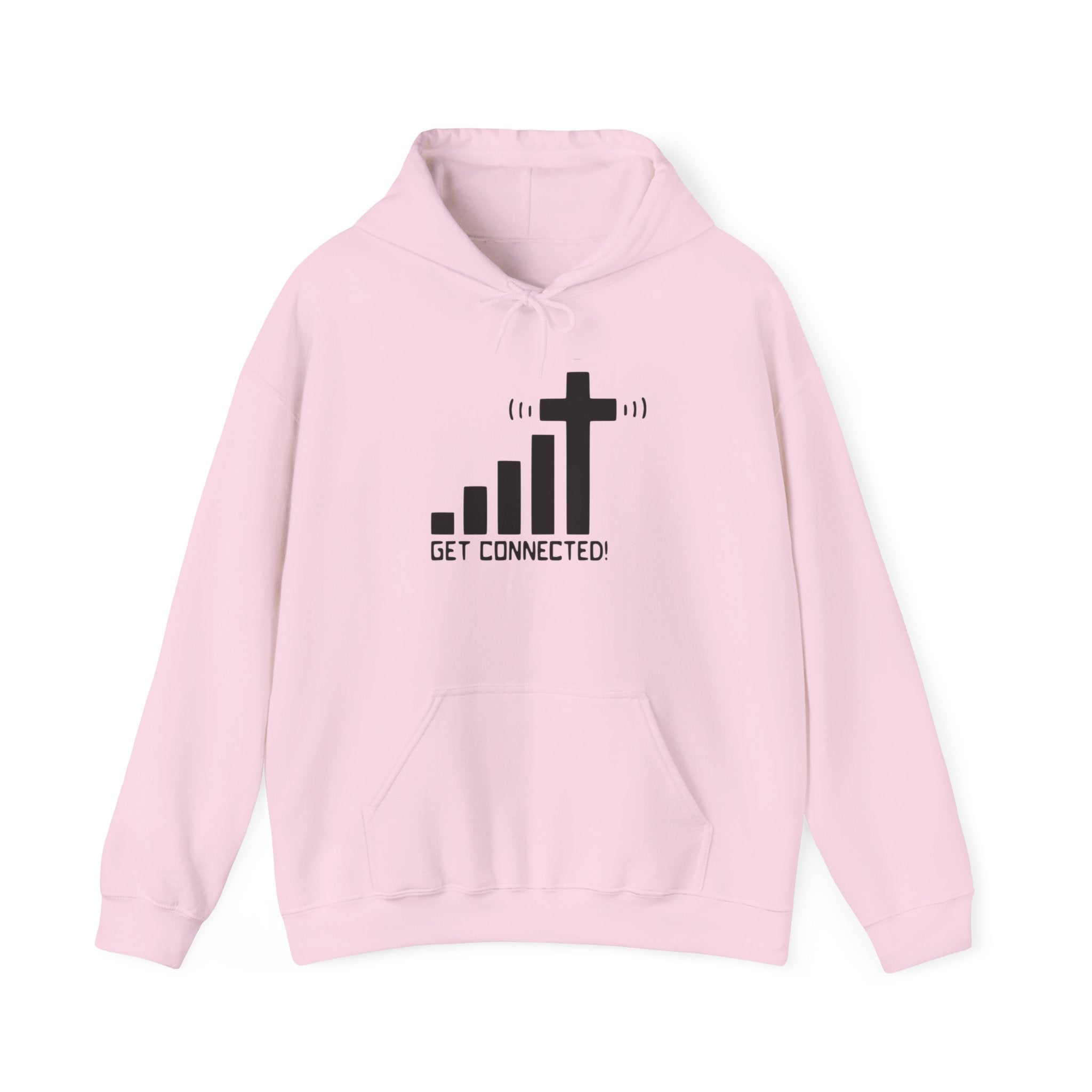 Christian Faith Hoodie — "Get Connected" Signal Bars Cross Design