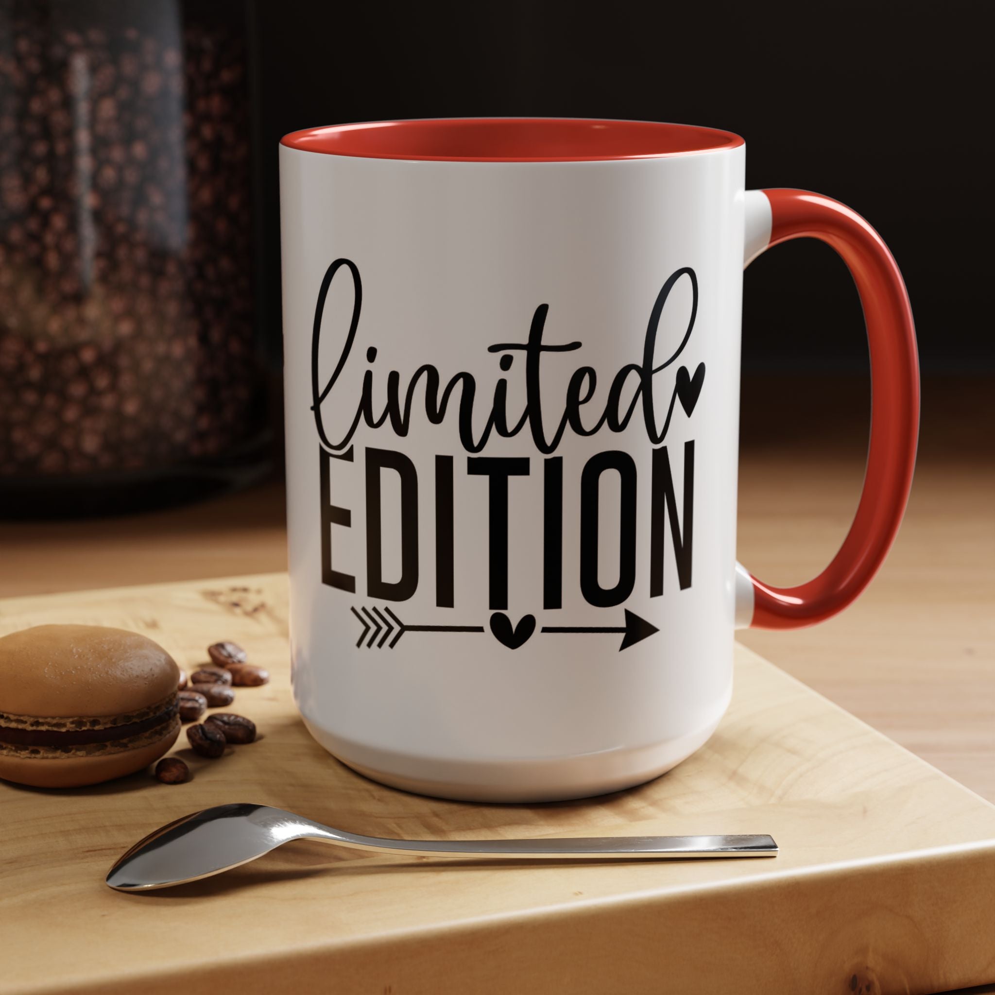 Limited Edition Accent Coffee Mug — Pink Interior, 'Limited Edition' Graphic (11/15oz)