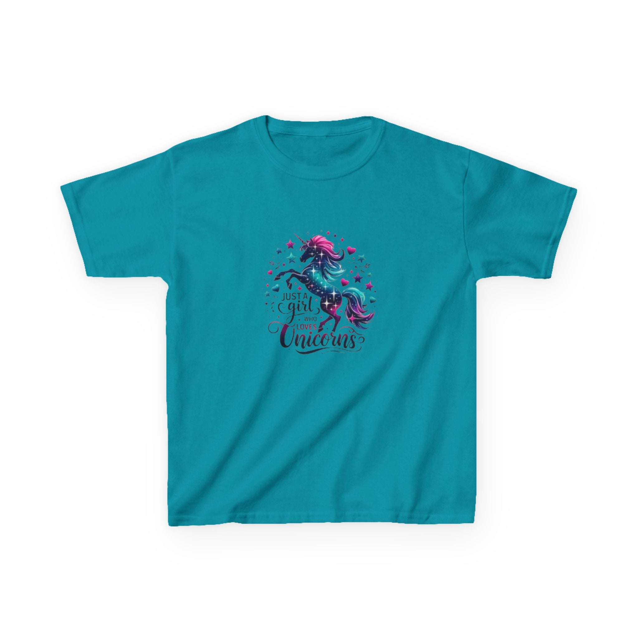 Kids T-Shirt — Colorful Unicorn “Just a Girl Who Loves Unicorns” Graphic Tee