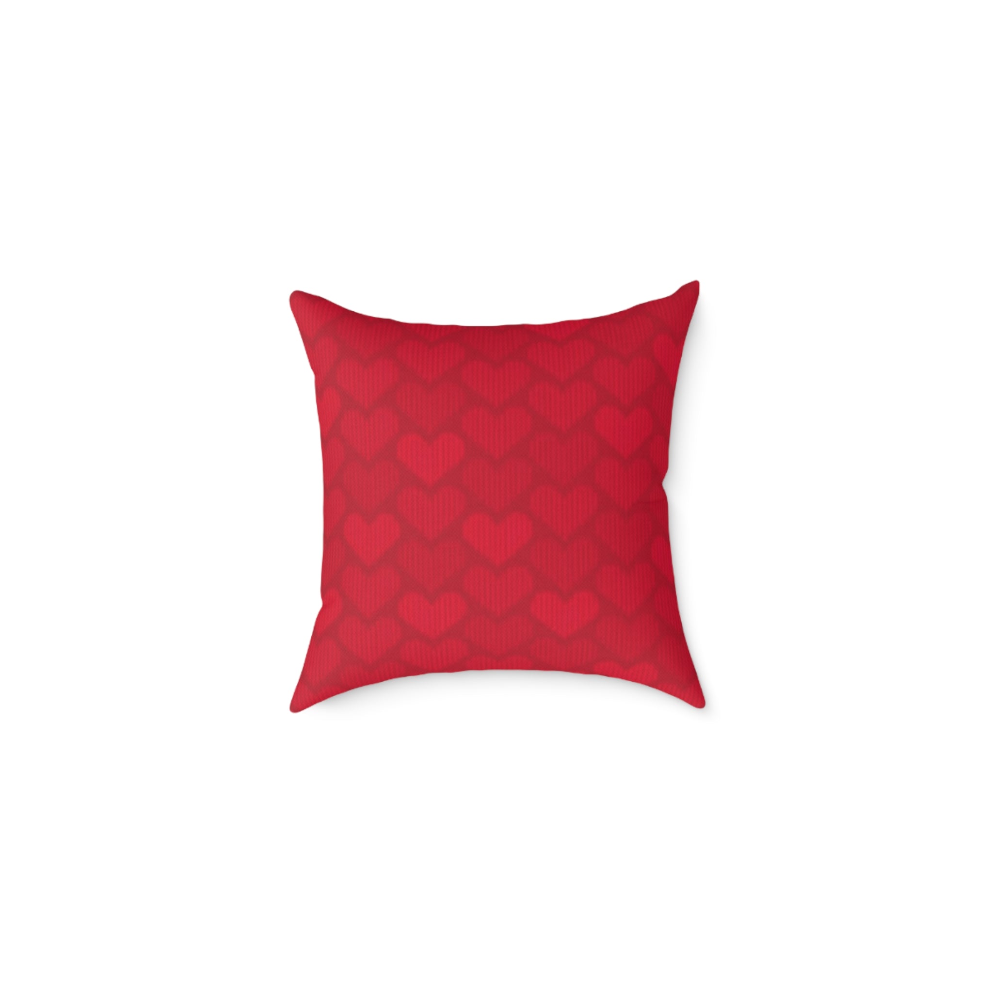 Red Heart Pattern Pillow - Valentine Decorative Square Throw Pillow
