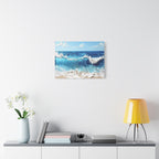 Ocean Waves Matte Canvas Wall Art — Blue Seascape Stretched Canvas