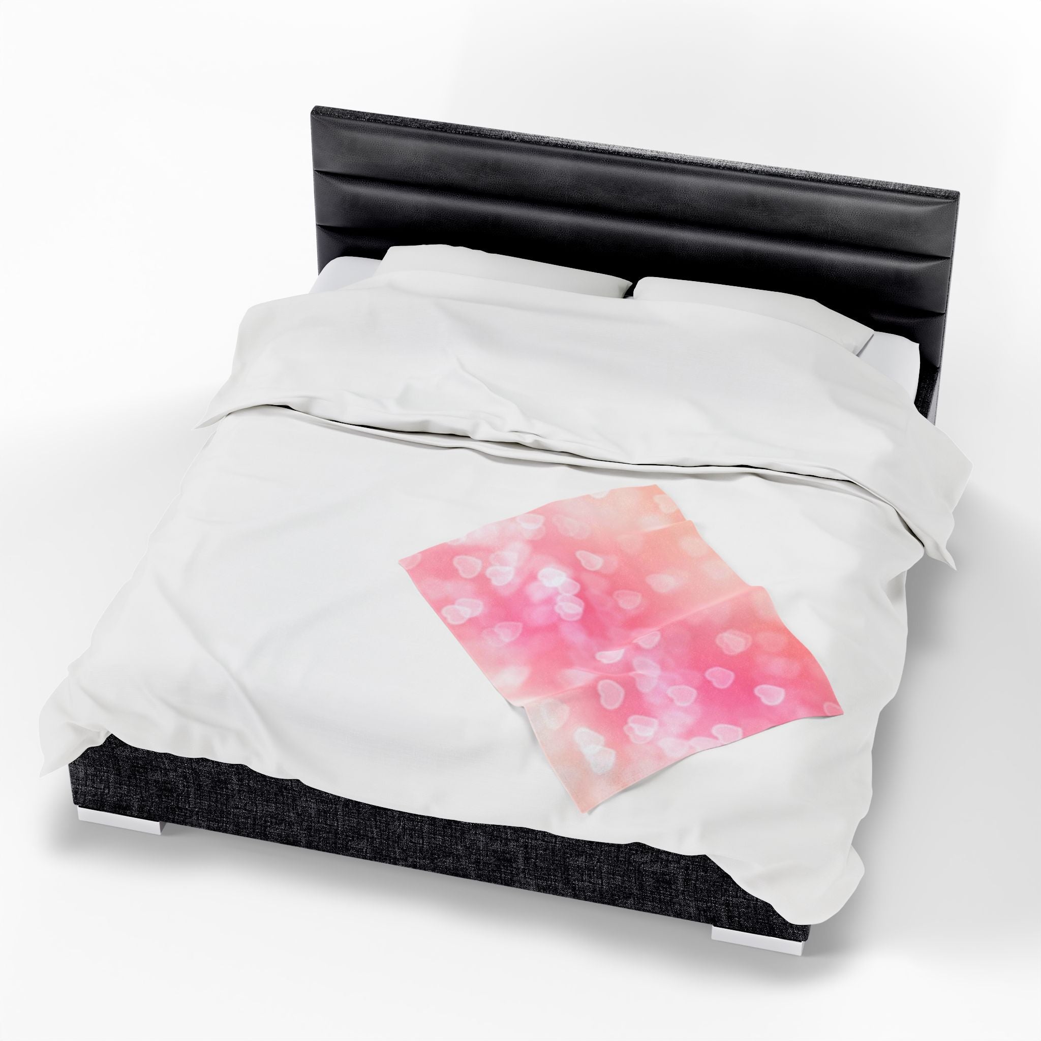 Pink Heart Bokeh Velveteen Plush Blanket — Soft Romantic Throw for Valentine’s Day & Cozy Nights