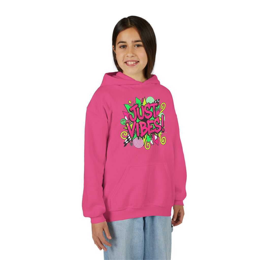 Youth Hoodie - "Just Vibes" Neon Graffiti Pullover