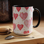 Pink Watercolor Hearts Accent Coffee Mug — Romantic Valentine’s Day Gift