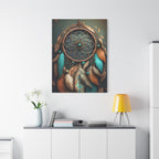 Dreamcatcher Wall Canvas – Boho Feather Art Print