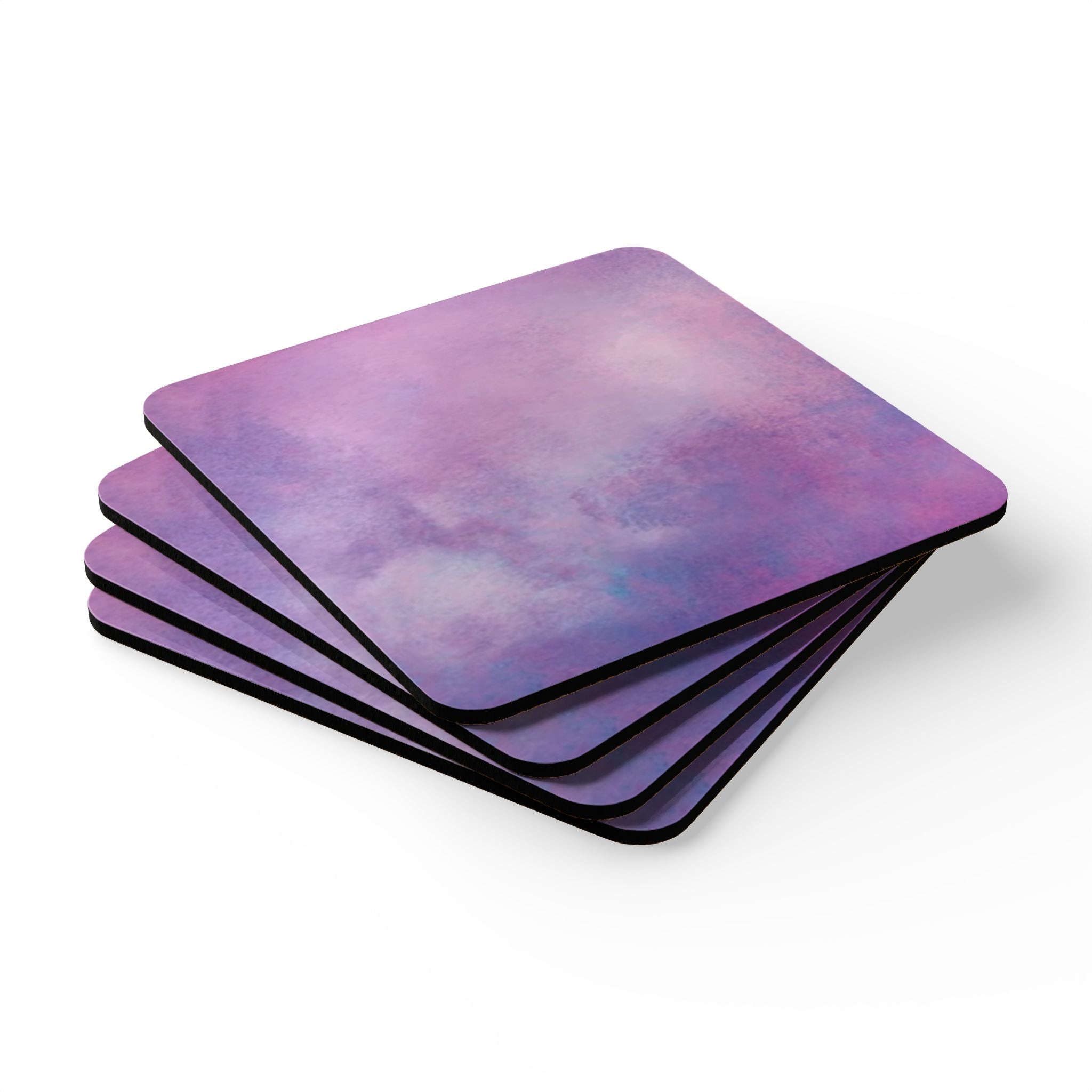 Pastel Purple Watercolor Coaster Set — Cork Back Drink Coasters