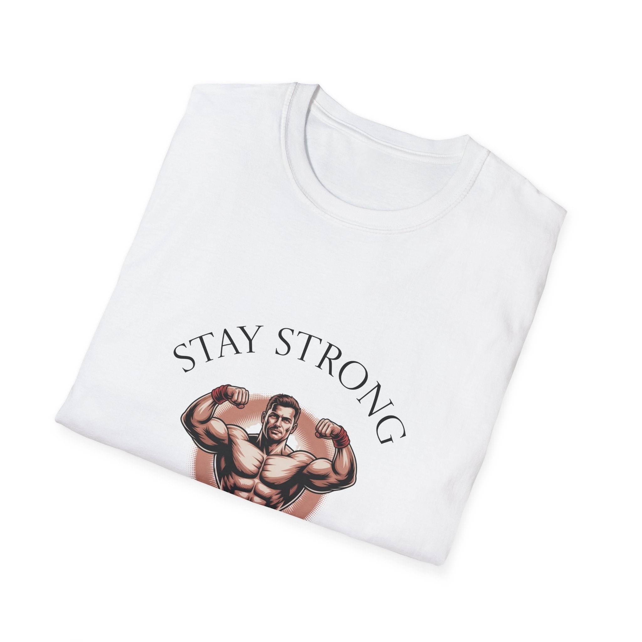 Motivational Gym T-Shirt — "Stay Strong, Never Give Up" Muscle Fitness Tee