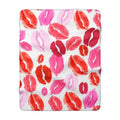 Lip Print Sherpa Blanket — Cozy Valentine’s Kiss Fleece Throw