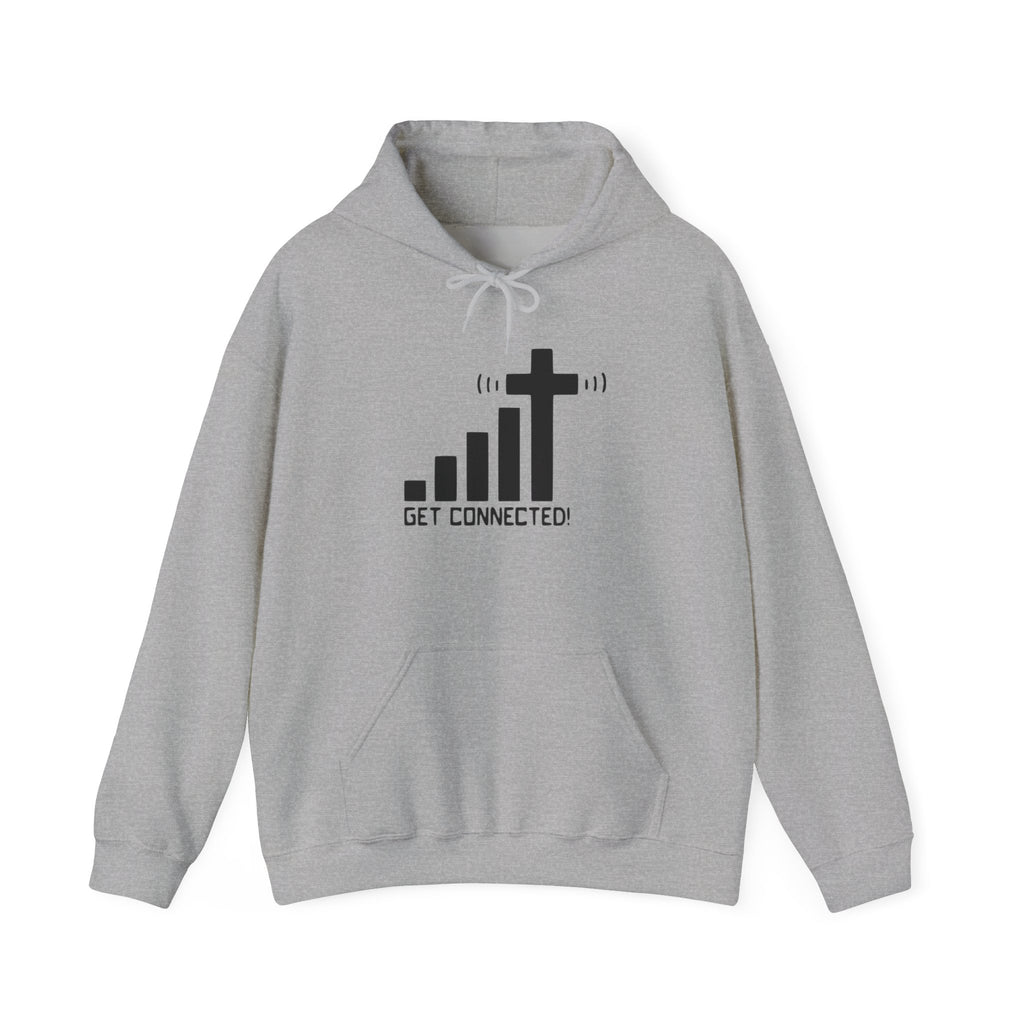 Christian Faith Hoodie — "Get Connected" Signal Bars Cross Design