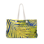 Tropical Palm Weekender Bag — Blue & Yellow Beach Travel Tote