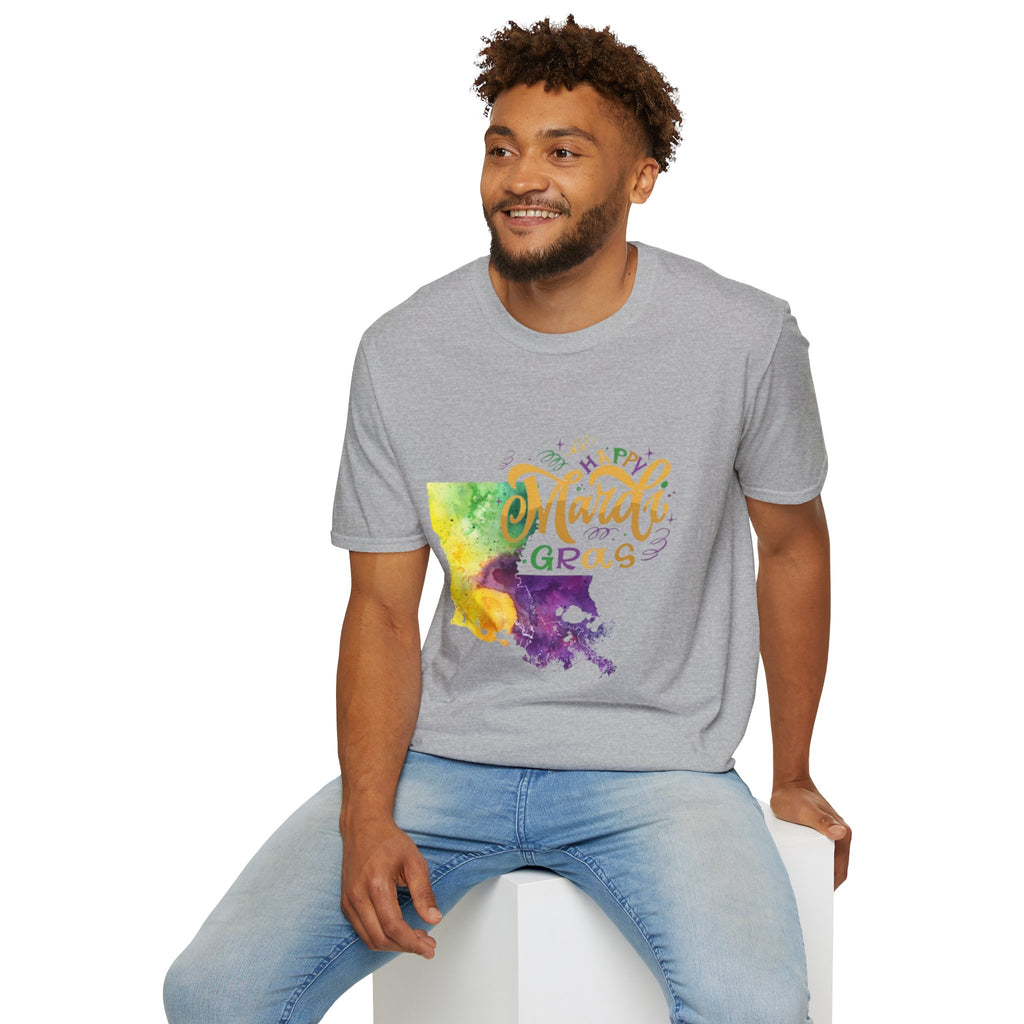 Mardi Gras Louisiana Watercolor T-Shirt — Happy Mardi Gras Celebration Tee
