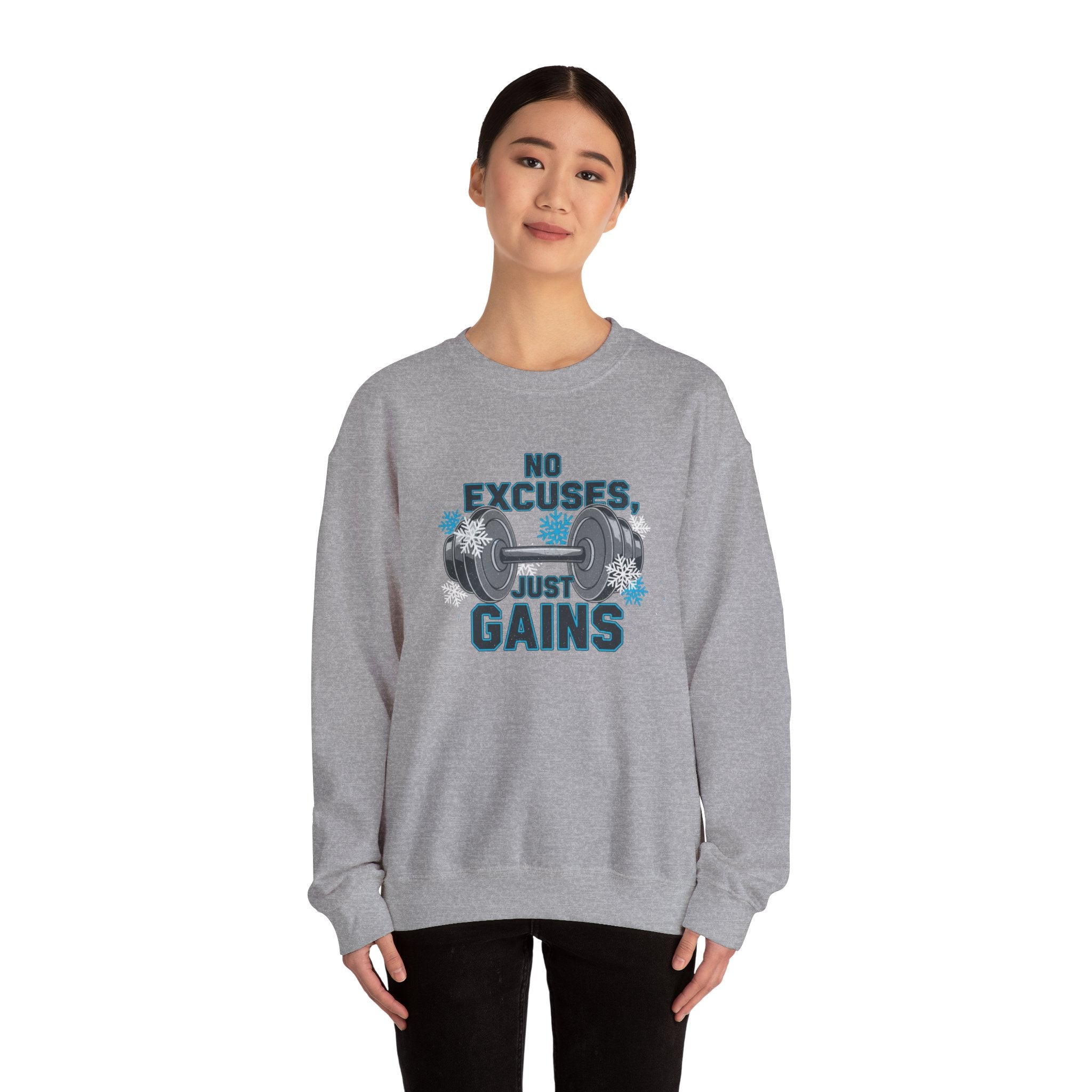 No Excuses Just Gains Sweatshirt | winter workout shirt, fitspiration apparel