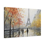Paris Eiffel Tower Autumn Street Matte Canvas Wall Art, Stretched 1.25"