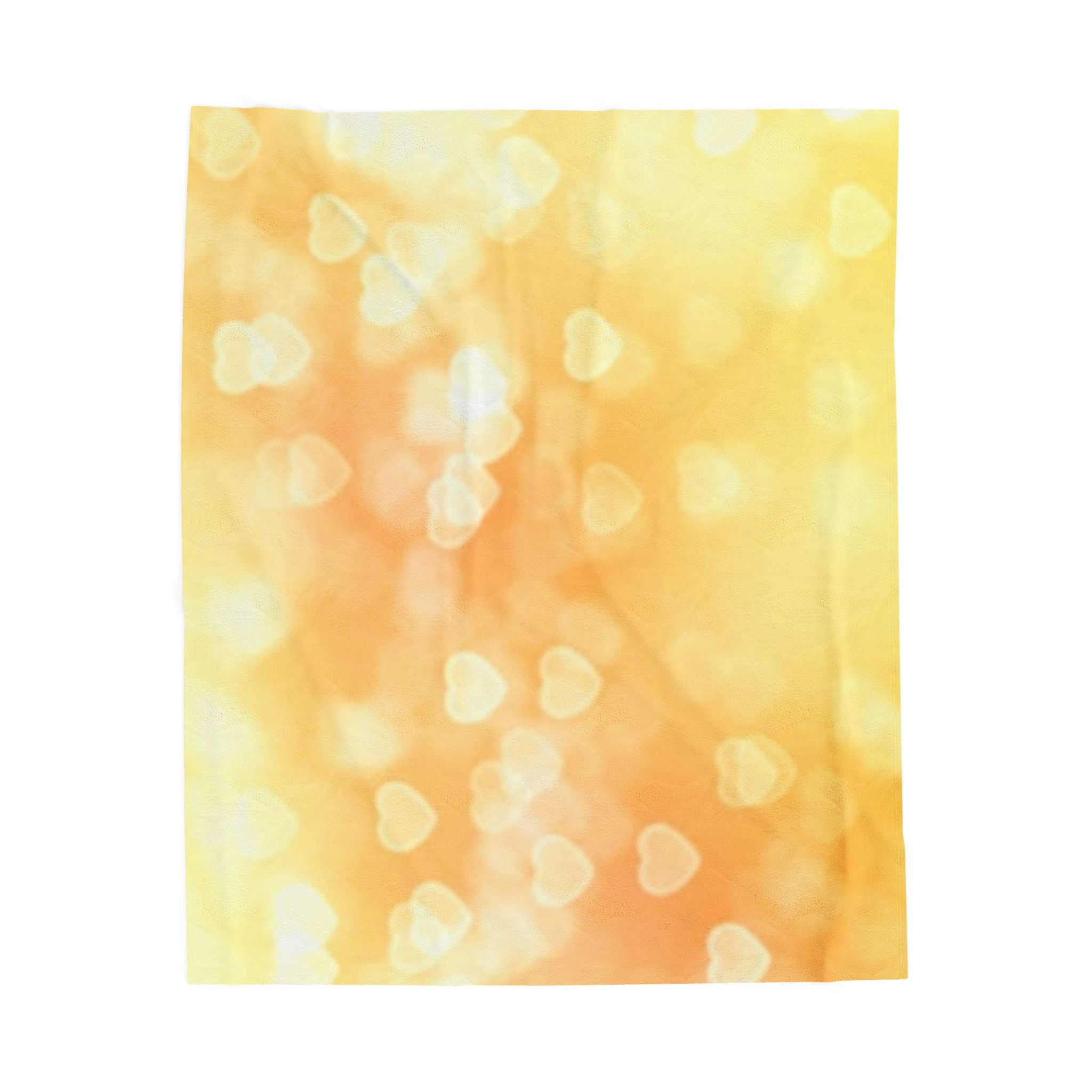 Golden Heart Bokeh Velveteen Plush Blanket — Cozy Soft Throw for Valentine’s & Home