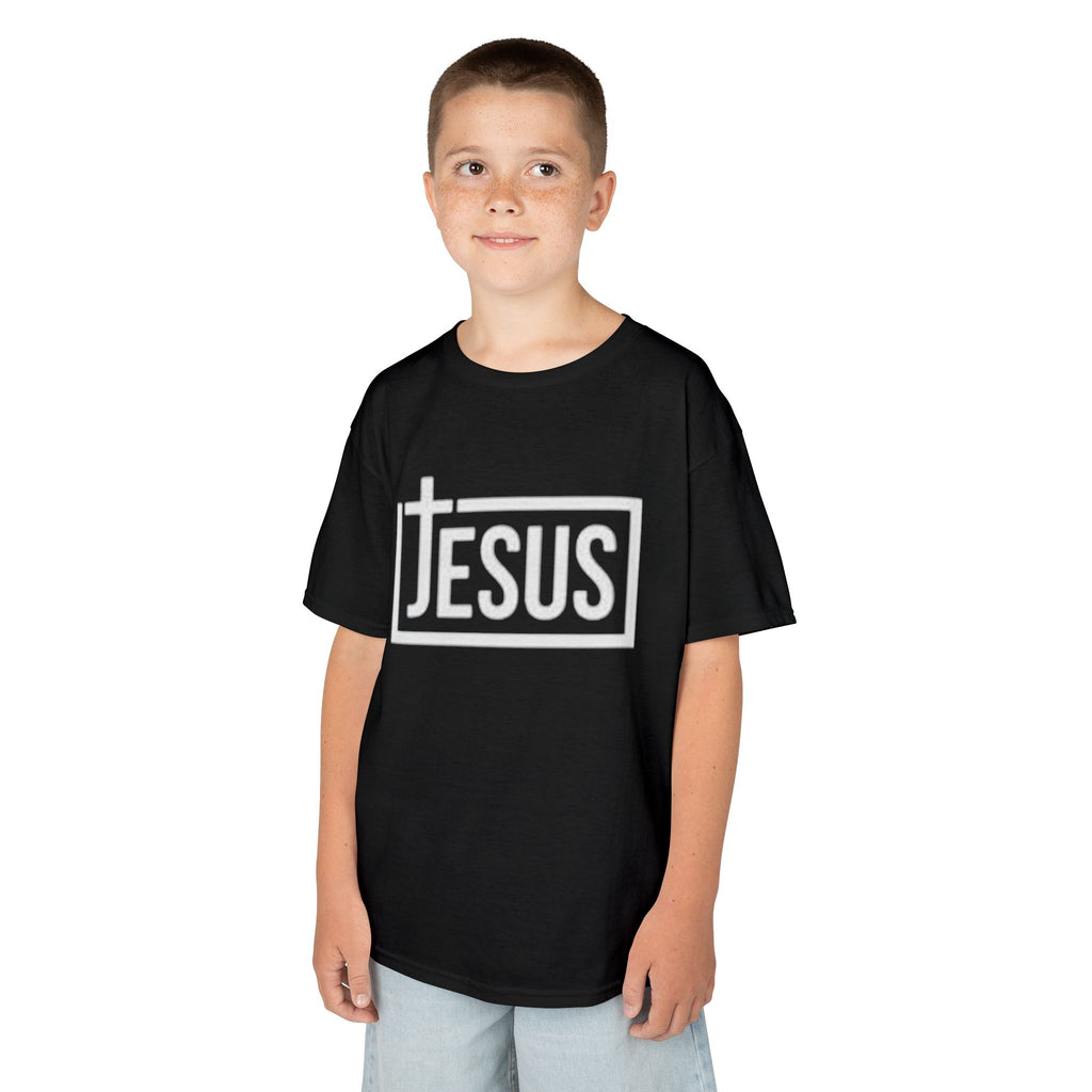 Kids Jesus T‑Shirt — Bold Cross Logo Christian Tee for Boys & Girls