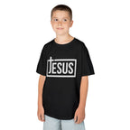 Kids Jesus T‑Shirt — Bold Cross Logo Christian Tee for Boys & Girls