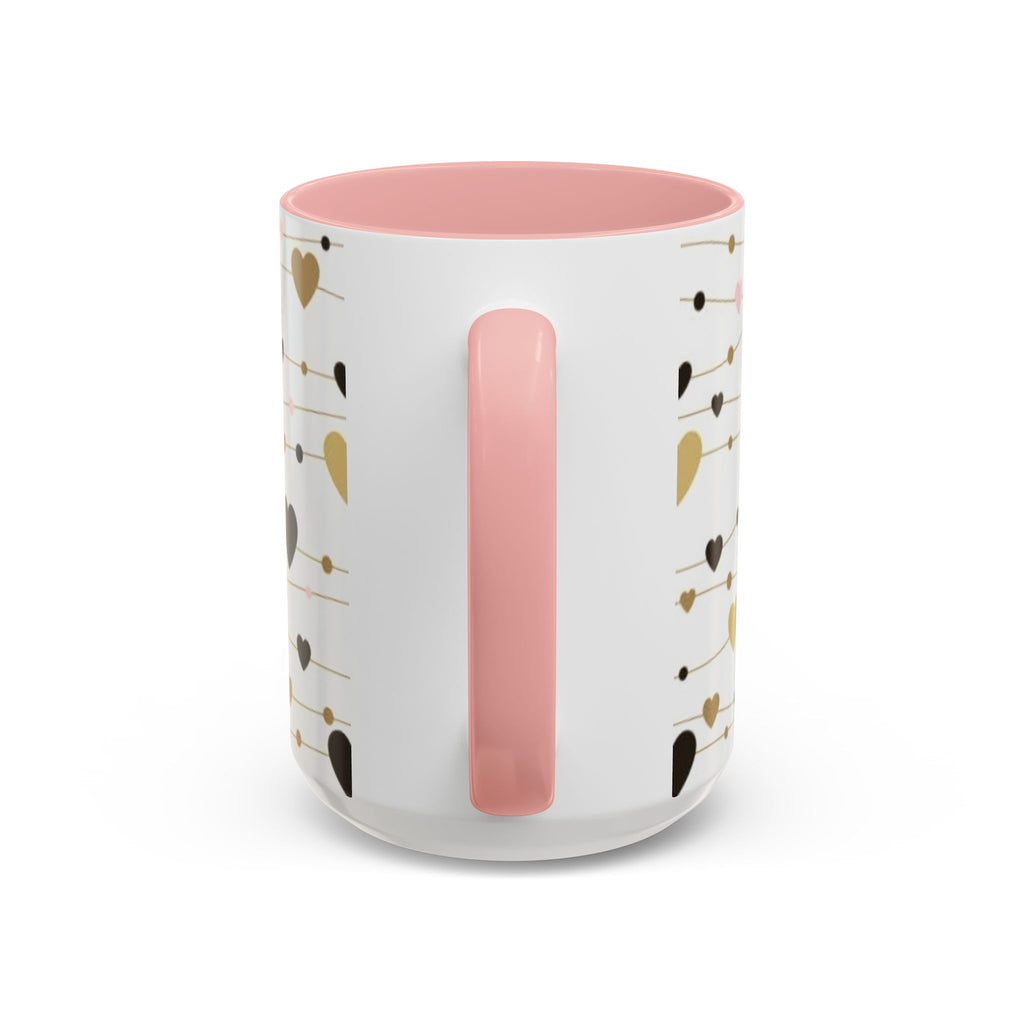 Heart Garland Accent Coffee Mug — Pink & Gold Valentine Ceramic