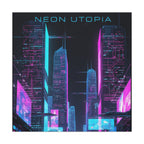 Neon Utopia Cyberpunk Cityscape, Matte Canvas