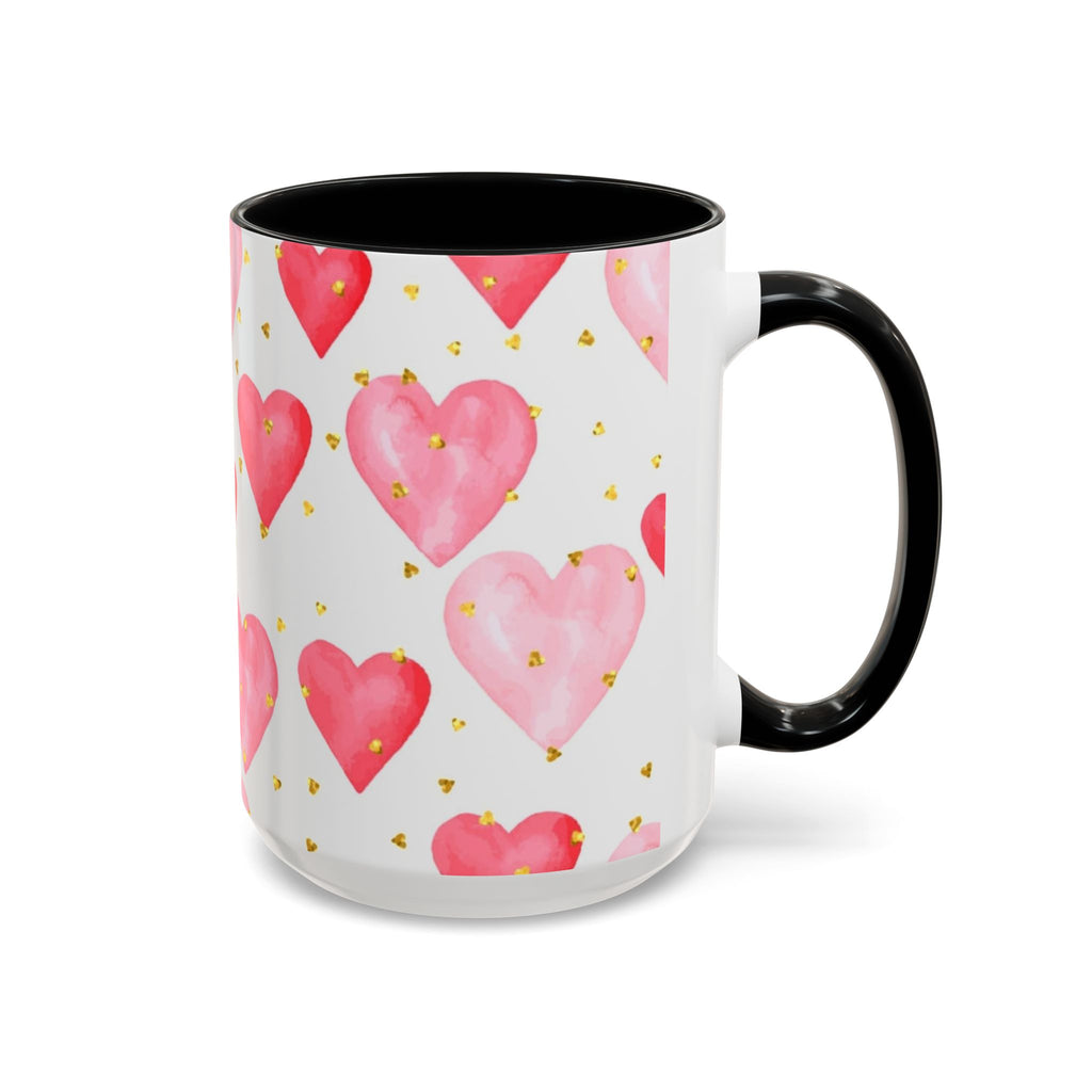 Pink Watercolor Hearts Accent Coffee Mug — Romantic Valentine’s Day Gift