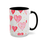 Pink Watercolor Hearts Accent Coffee Mug — Romantic Valentine’s Day Gift
