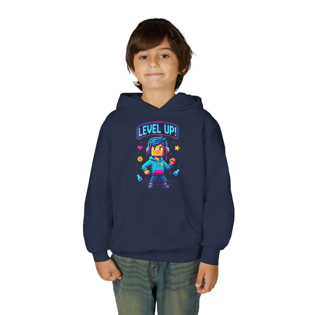 Youth Hoodie — "Level Up!" Gamer Arcade Birthday Pullover