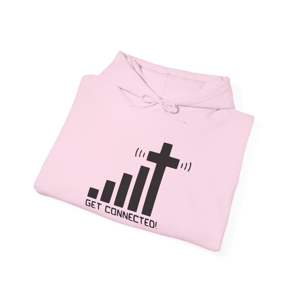 Christian Faith Hoodie — "Get Connected" Signal Bars Cross Design