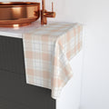 Peach Plaid Hand Towel — Soft Farmhouse Kitchen Accent