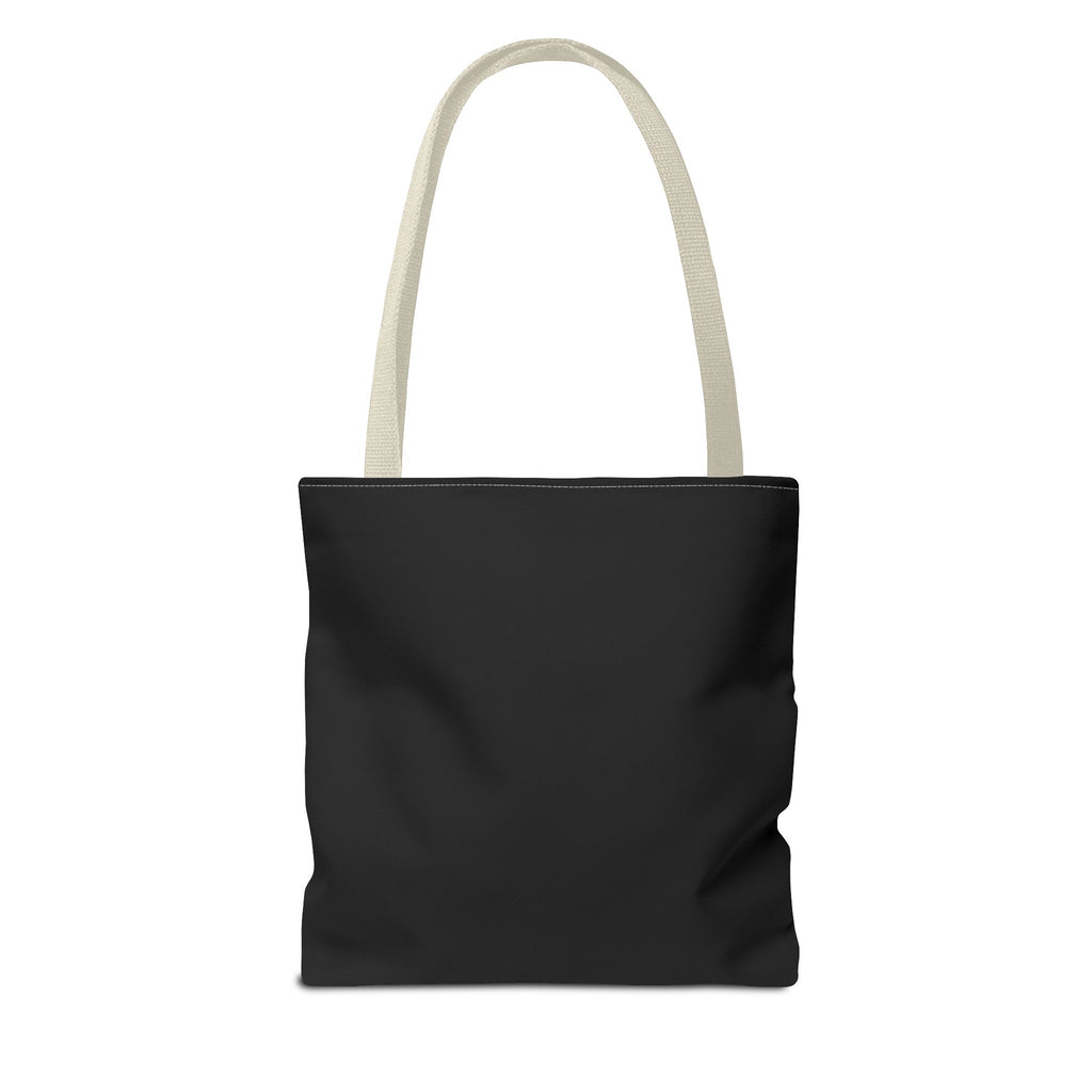 Full Moon Black Tote Bag — Moon Phase AOP Canvas Tote for Night Lovers