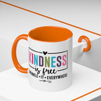 Kindness Is Free Accent Coffee Mug — Inspirational Pink Interior 11/15oz