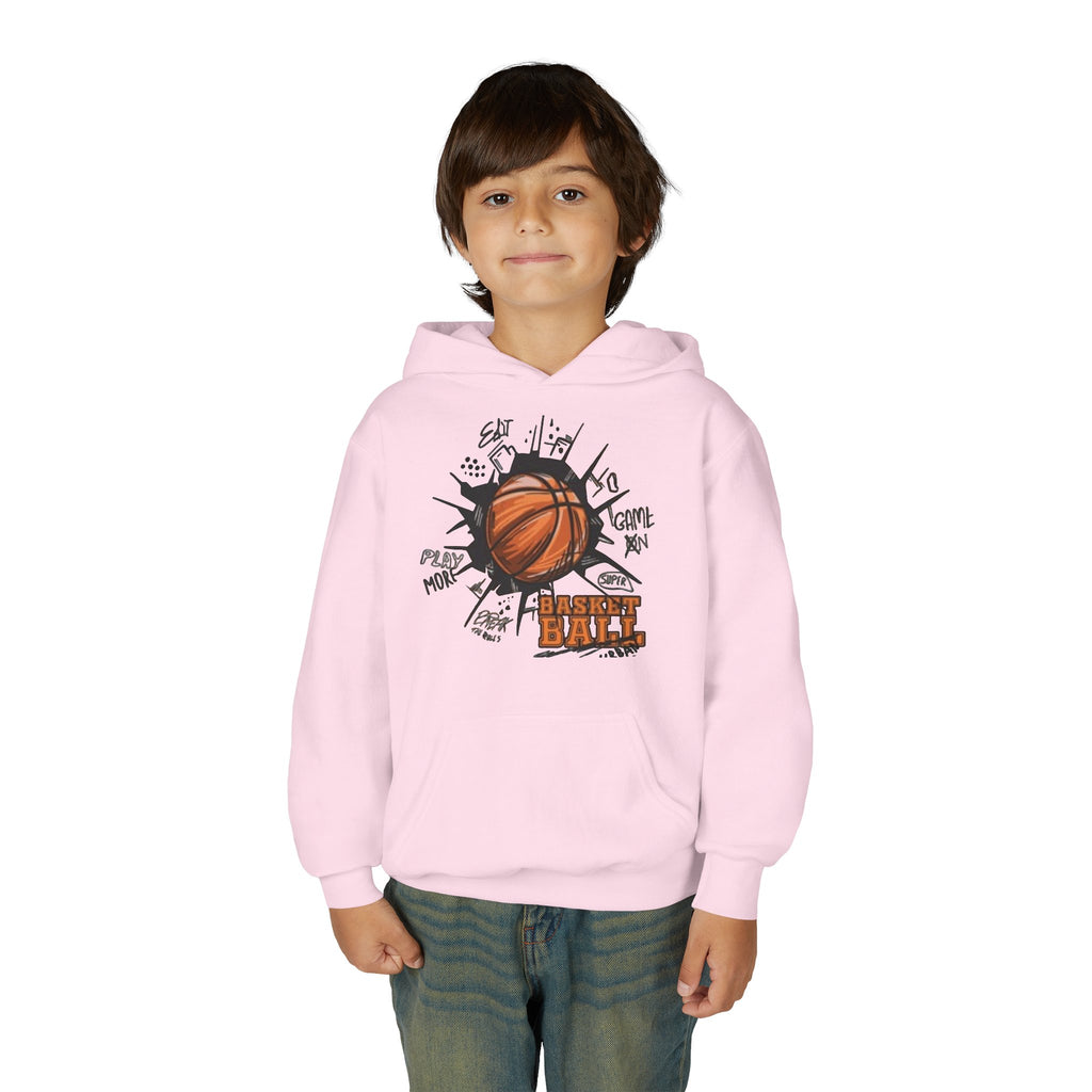 Youth Basketball Hoodie – "Basket Ball" Graphic Pullover for Kids