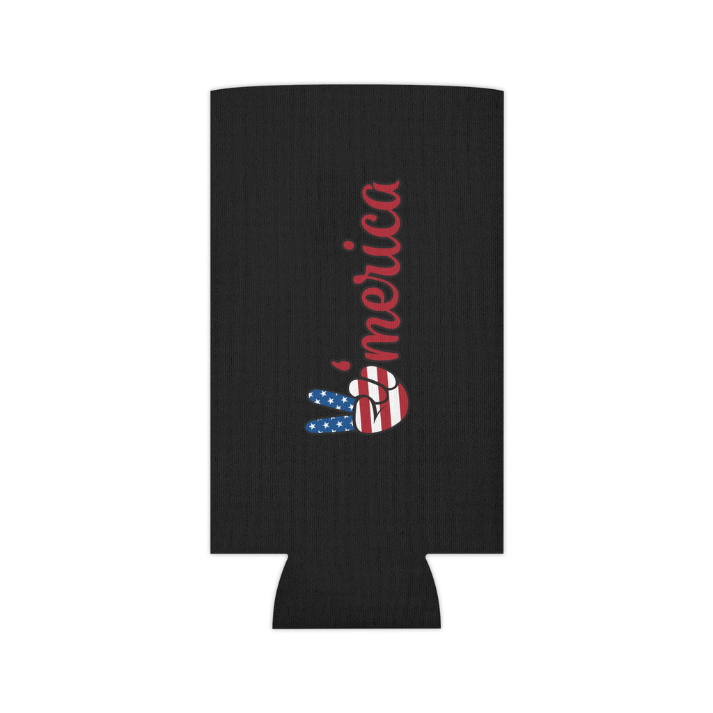 Can Cooler - 'Merica Peace Sign Patriotic Beer Koozie for 4th of July