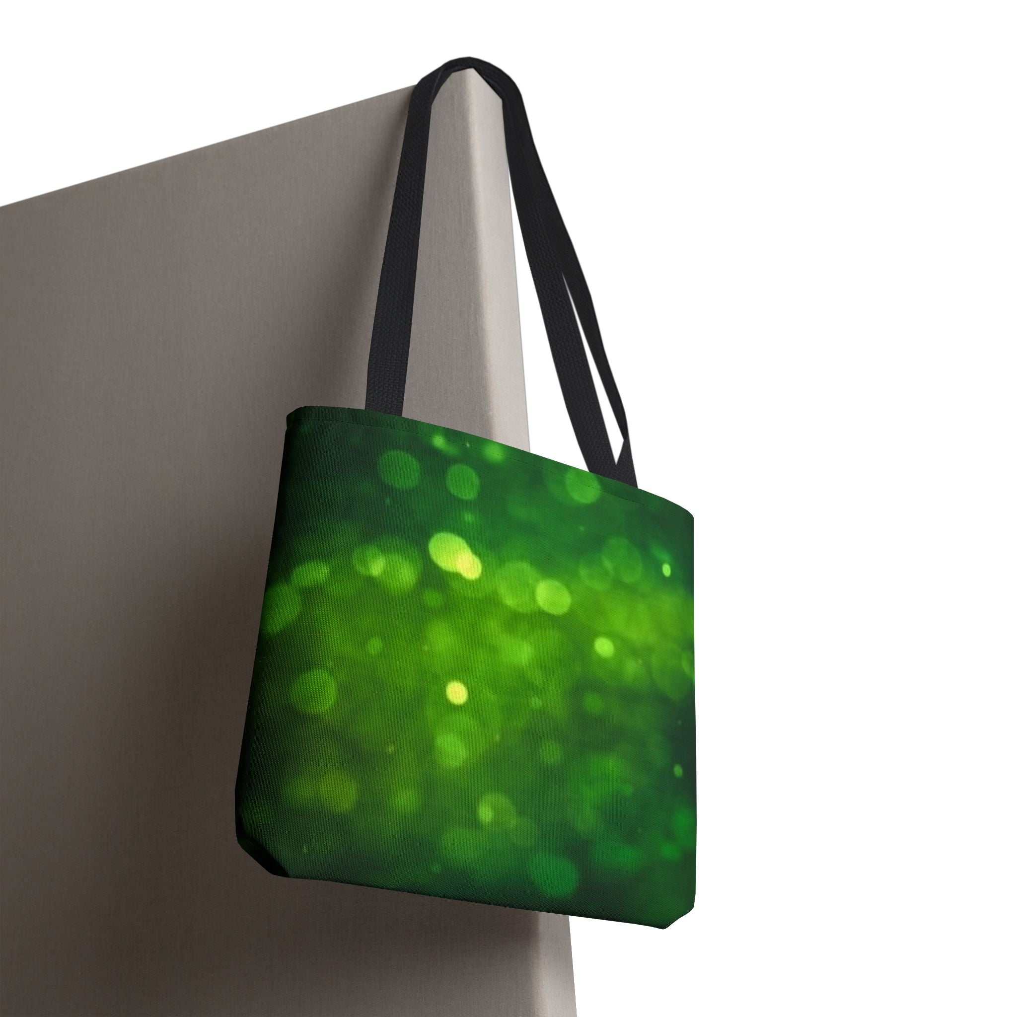 Green Bokeh Tote Bag — Sparkling Nature-Inspired All-Over Print Tote