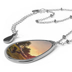 Sunset Goose Oval Photo Necklace — Personalized Tear Drop Pendant