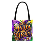 Mardi Gras Tote Bag — Colorful Carnival Mask & Beads Festival Tote