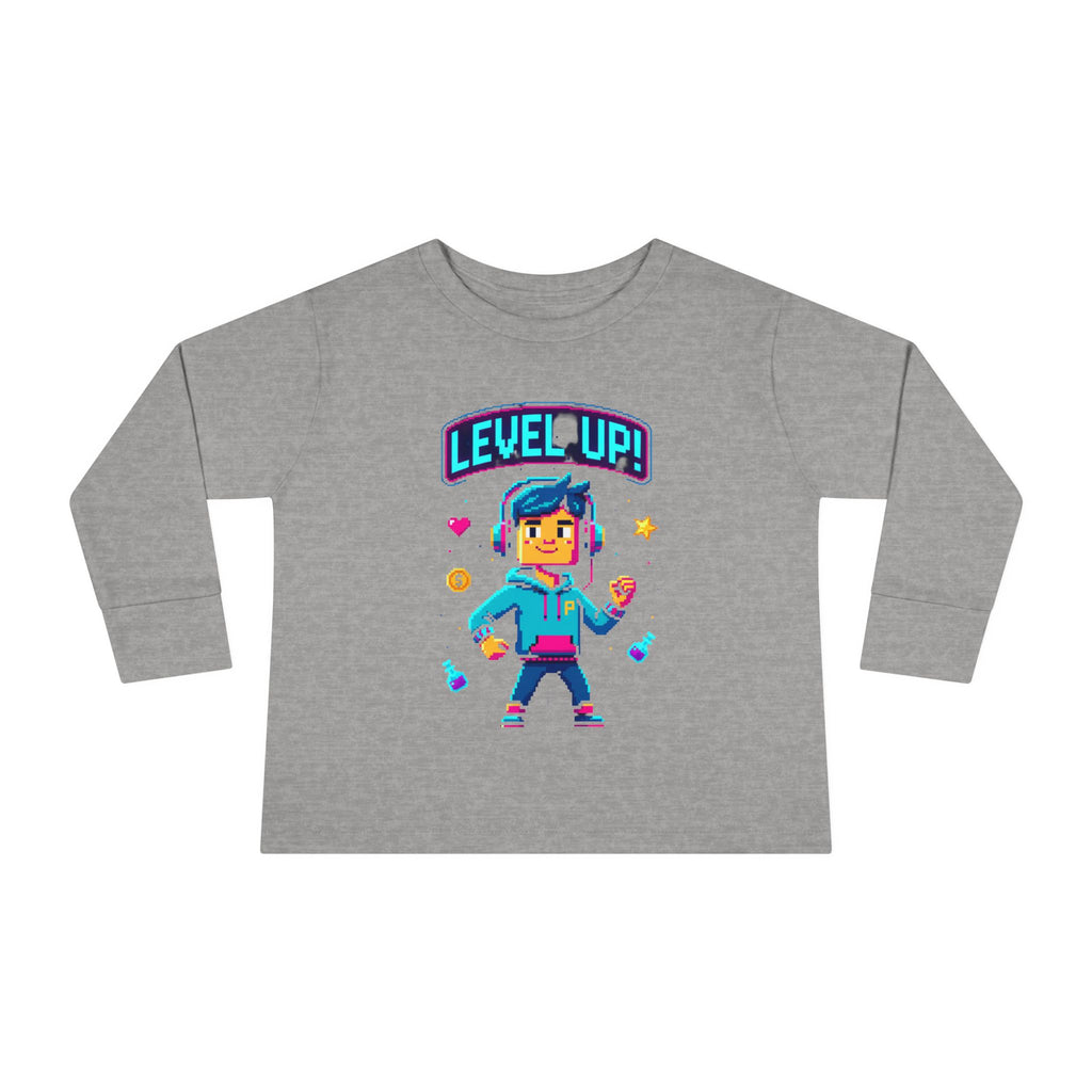 Level Up! Toddler Long Sleeve Tee — Cute Gamer Birthday Shirt